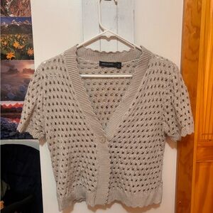 Notations Cream Knit Open Weave Cardigan